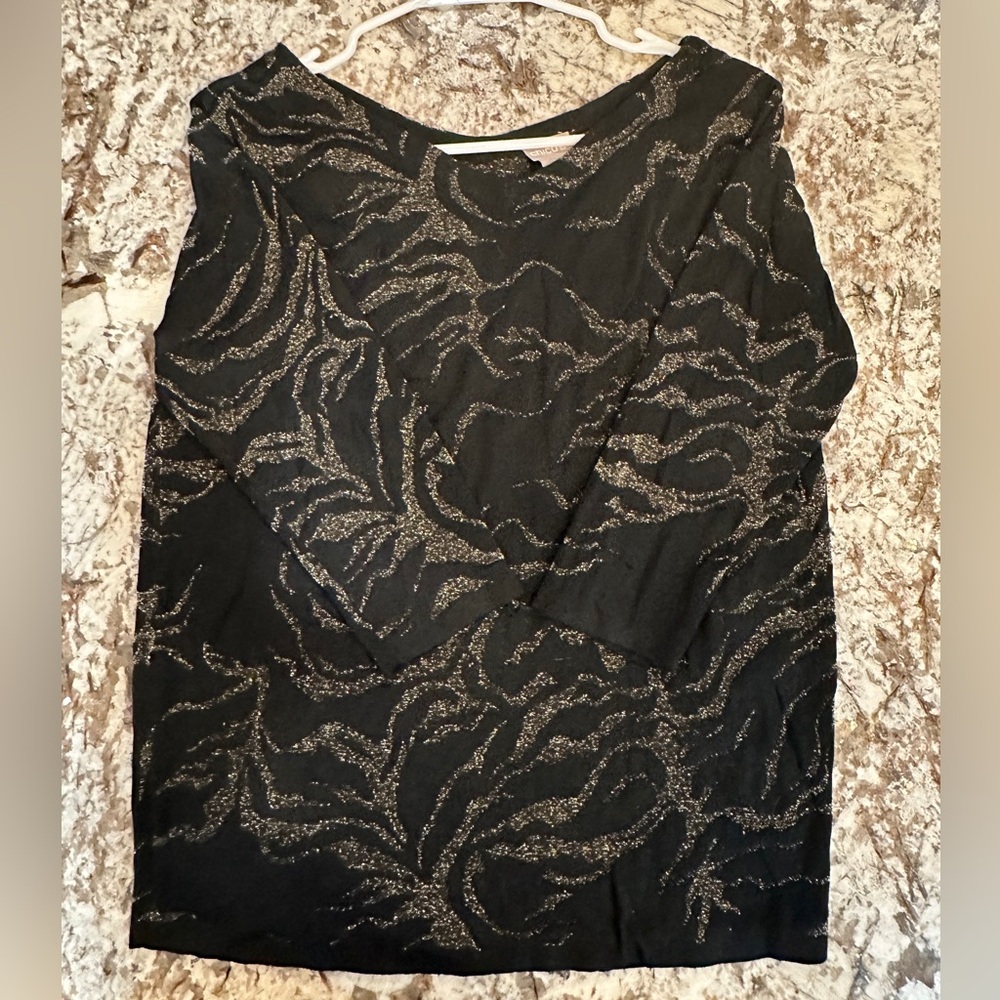 Double V-Neck Baroque Sweater Chicos, Size 00